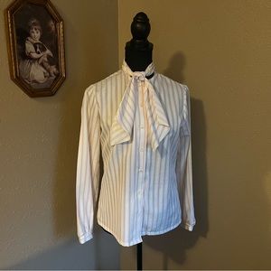 1980s Candy Striper Tie Blouse